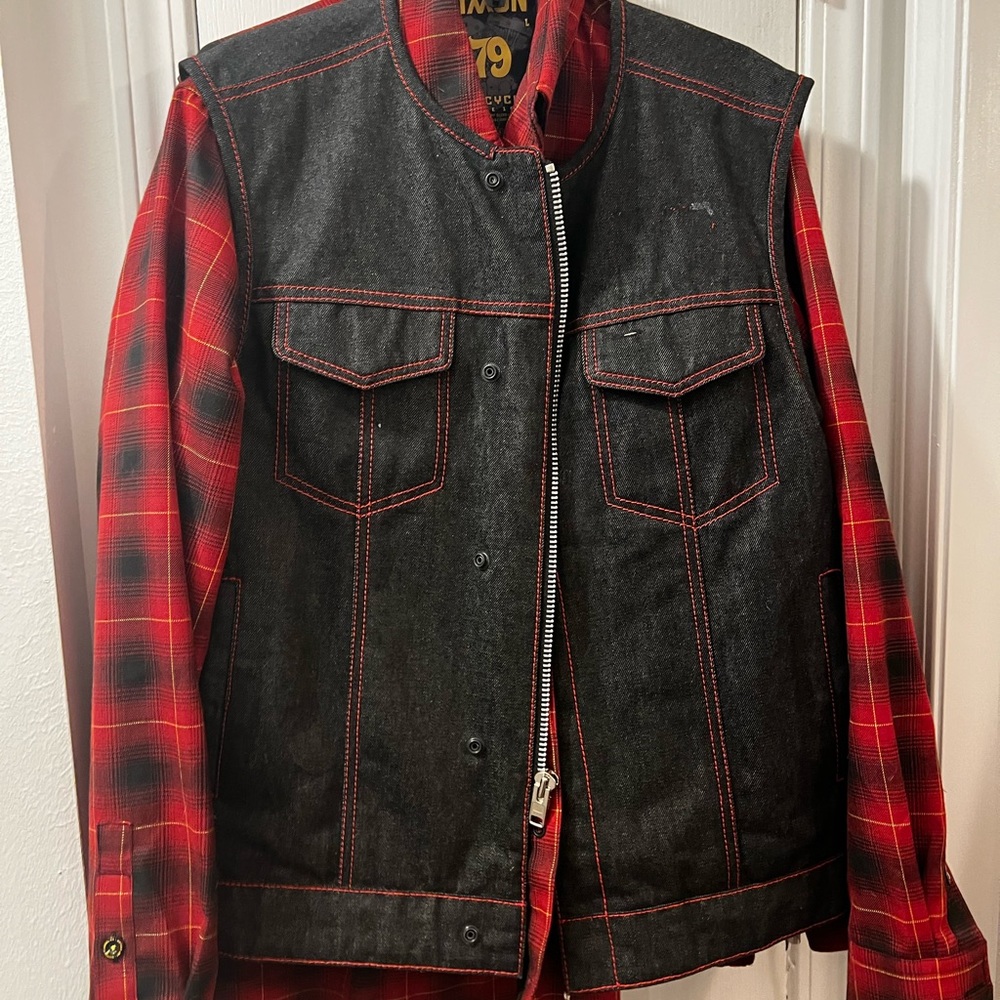 Biker vest charcoal canvas